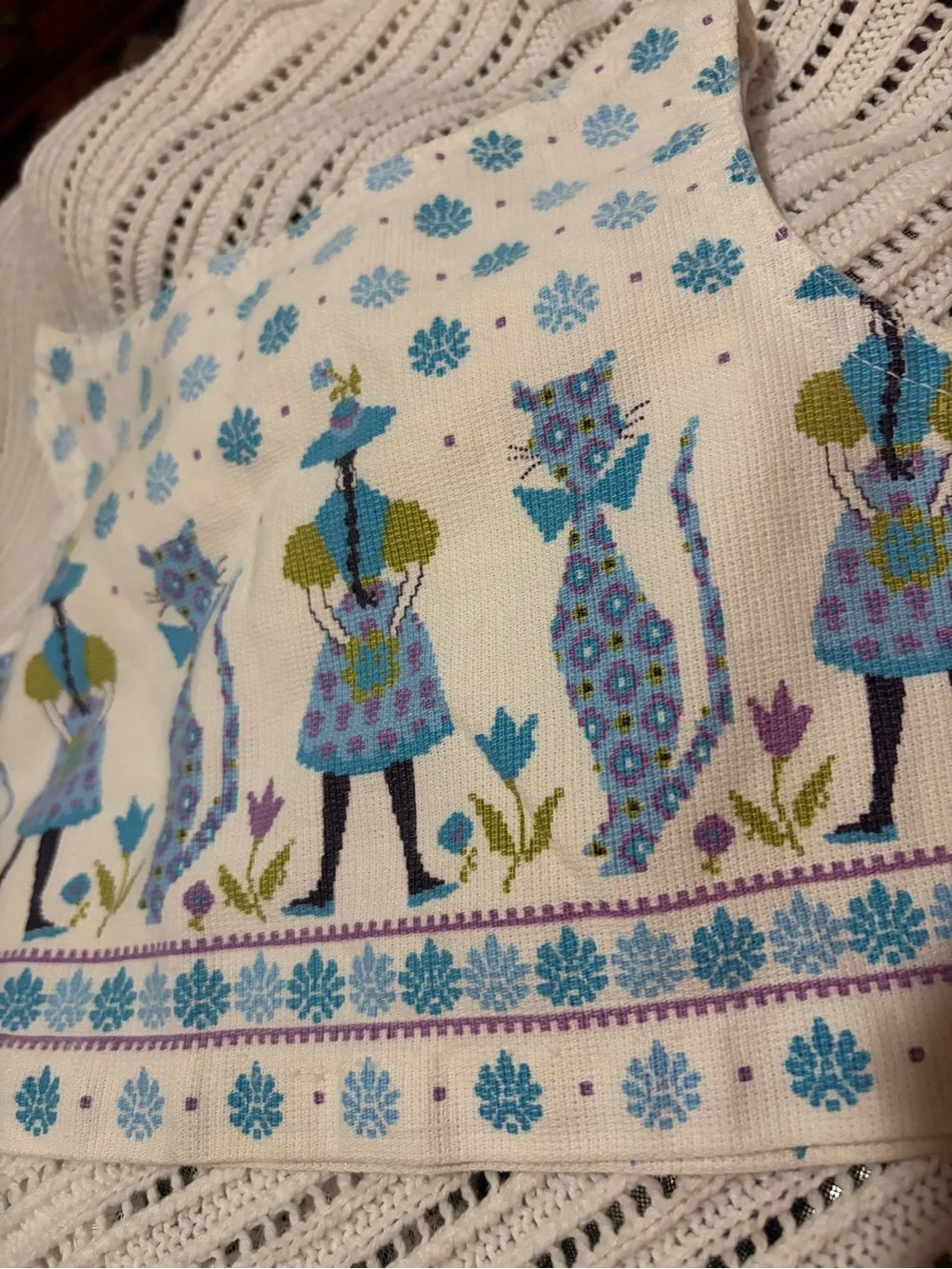 VTG 2 Piece Girls Matching Skirt Set Cotton Blend Woven Handmade Cat Boutique